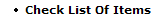 Check List Of Items
